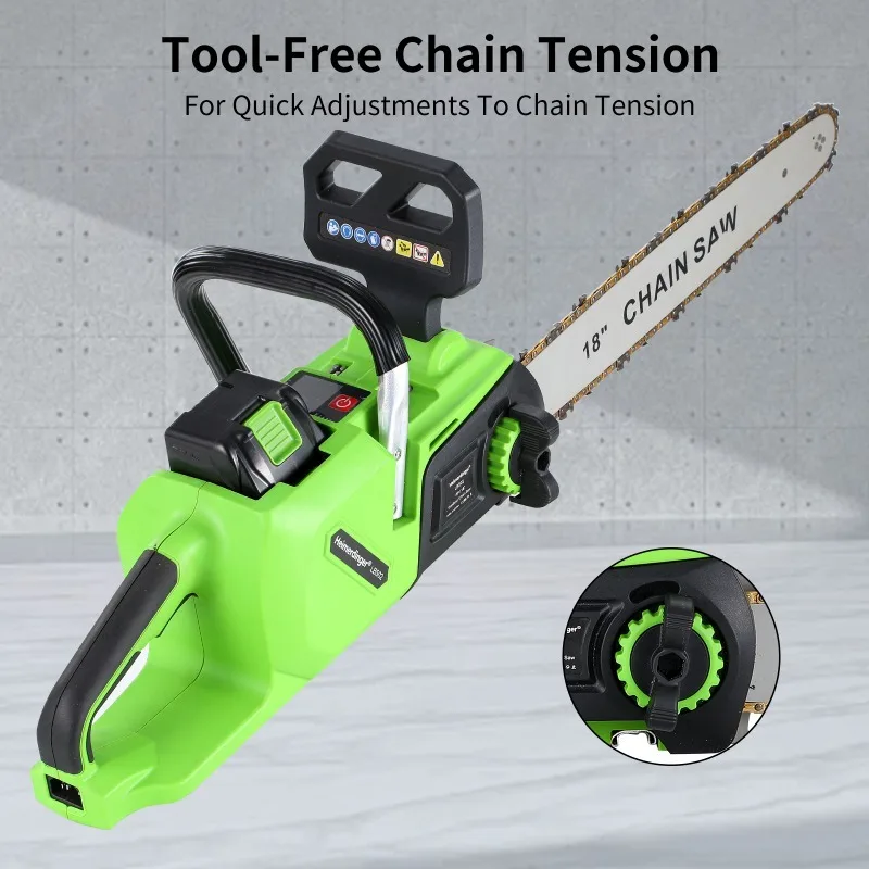 Heimerdinger 40V 1600W Brushless Chainsaw, Pruning/Logging/Bamboo – Powerful Cordless Chain Saw for Garden & Farm, No battery