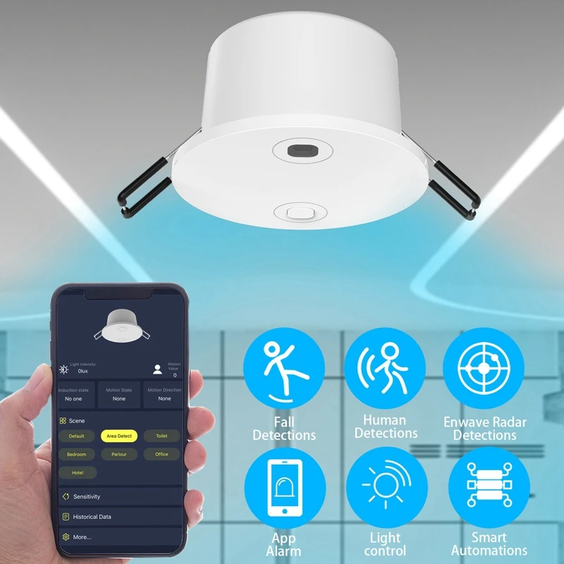 Zigbee-Detector de presencia humana inteligente 5,8G, Sensor de movimiento PIR para seguridad del hogar, ahorro de energía