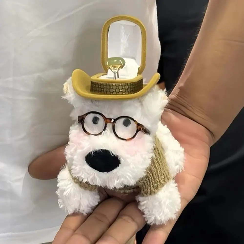 

Прекрасный дисплей, плюшевая кукла-щенок, коробка для колец, плюшевый чехол для обручальных колец, милый мультяшный держатель для колец для подруги