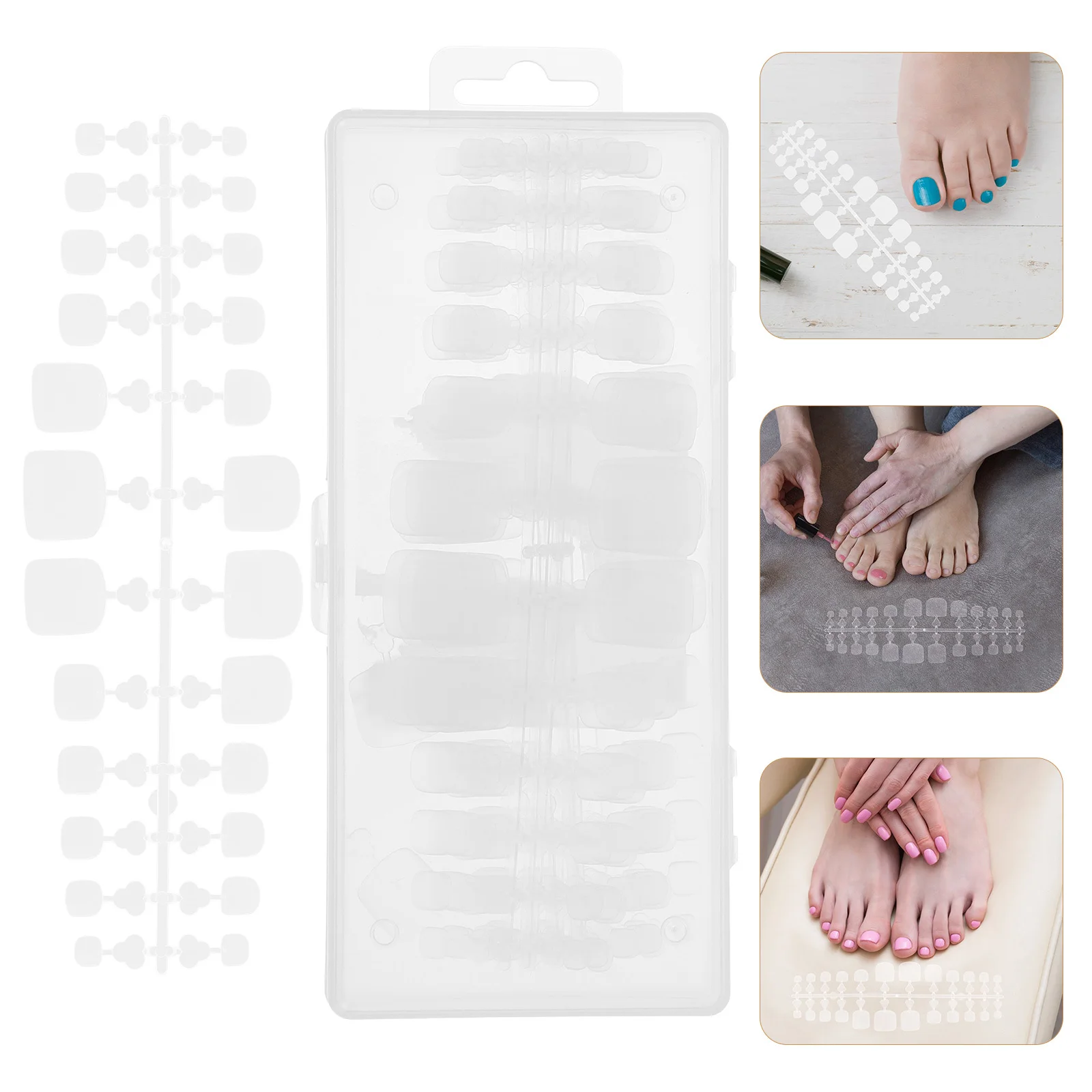 

240Pcs Full Cover Clear Fake Toenails Toe Nail Tips for Women DIY Manicure Supplies Nail Art Decoration Artificial Toenails