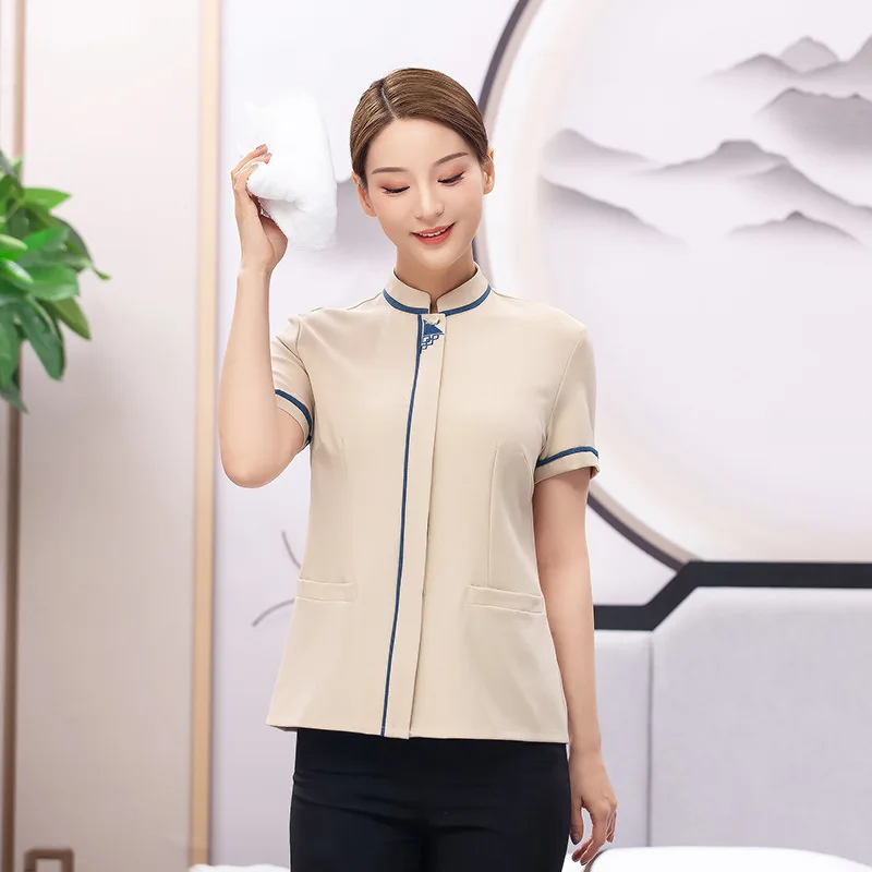 Hotel Work Clothes Summer Women's Floor Cleaning Cleaning Service Uniform Short Sleeve Hotel Room Attendant Workwear PA Uniform