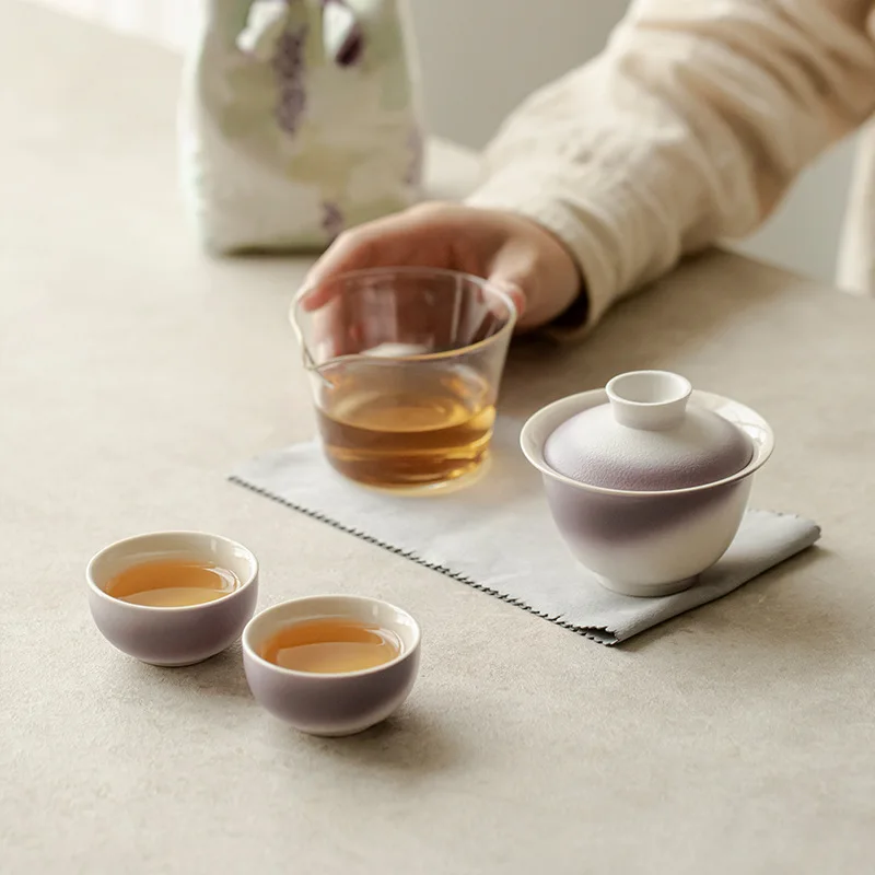 Ceramic Travel Tea Set, One Pot, Two Cups, Cloth Bag Storage, Outdoor Portable Express Guest Cup, Kung Fu Tea Set, Souvenir