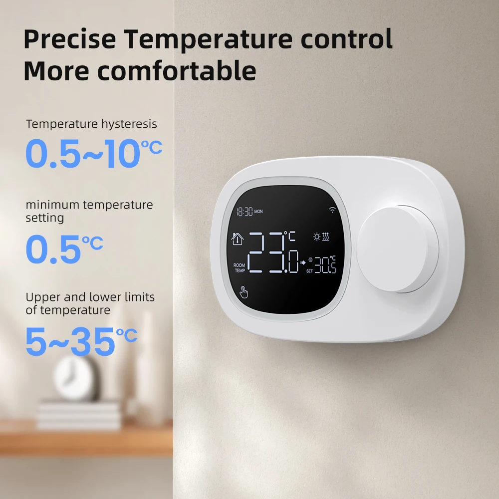 MIUCDA Tuya WiFi Thermostat intelligent, batterie faible puissance chauffage/refroidissement eau gaz chaudière contrôle de la température pour Alexa Google Home