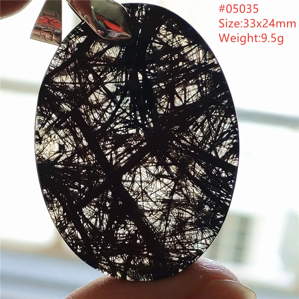 

Natural Black Rutilated Quartz Pendant Rutilated Necklace Brazil Rectangle Water Drop Bead Women Men Jewelry AAAAA