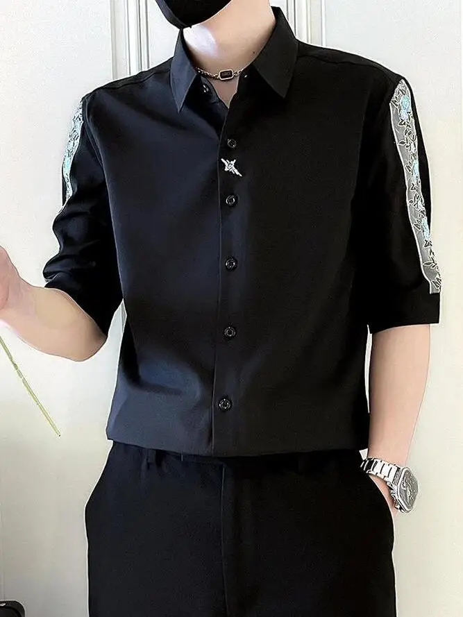 

Ретро-летняя мужская футболка с коротким рукавом, повседневная, с эластичным низом, персонализированным цветочным принтом, защитой от солнца, стандартного кроя, в городском стиле