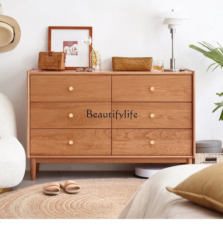 

lSolid wood six-chest cabinet Modern simple cherry wood locker