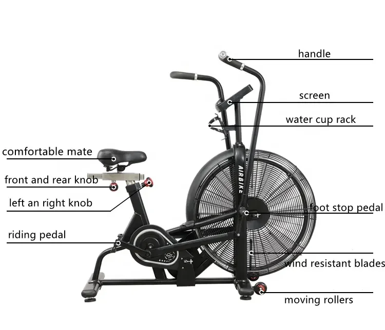 YG-F002 YG Fitness Commercial Air Bike, Indoor Fan Exercise Stationary Bicycle for Gym Club HIIT Full Body Cardio Training