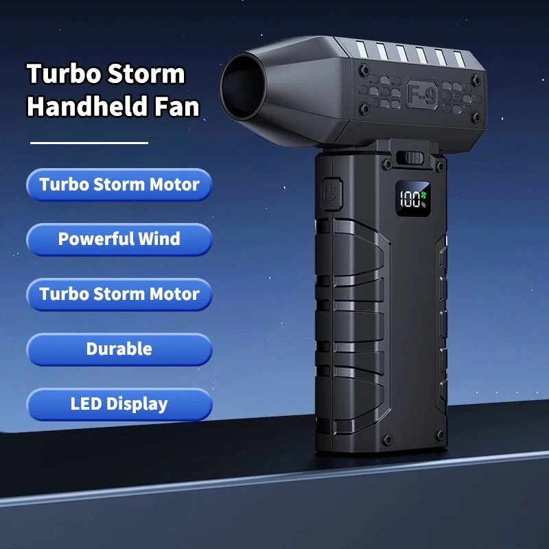 

Ручной вентилятор Turbo Storm, светодиодный дисплей для кемпинга на открытом воздухе, 100-регулируемая скорость, тип - перезаряжаемая портативная вентилятор C