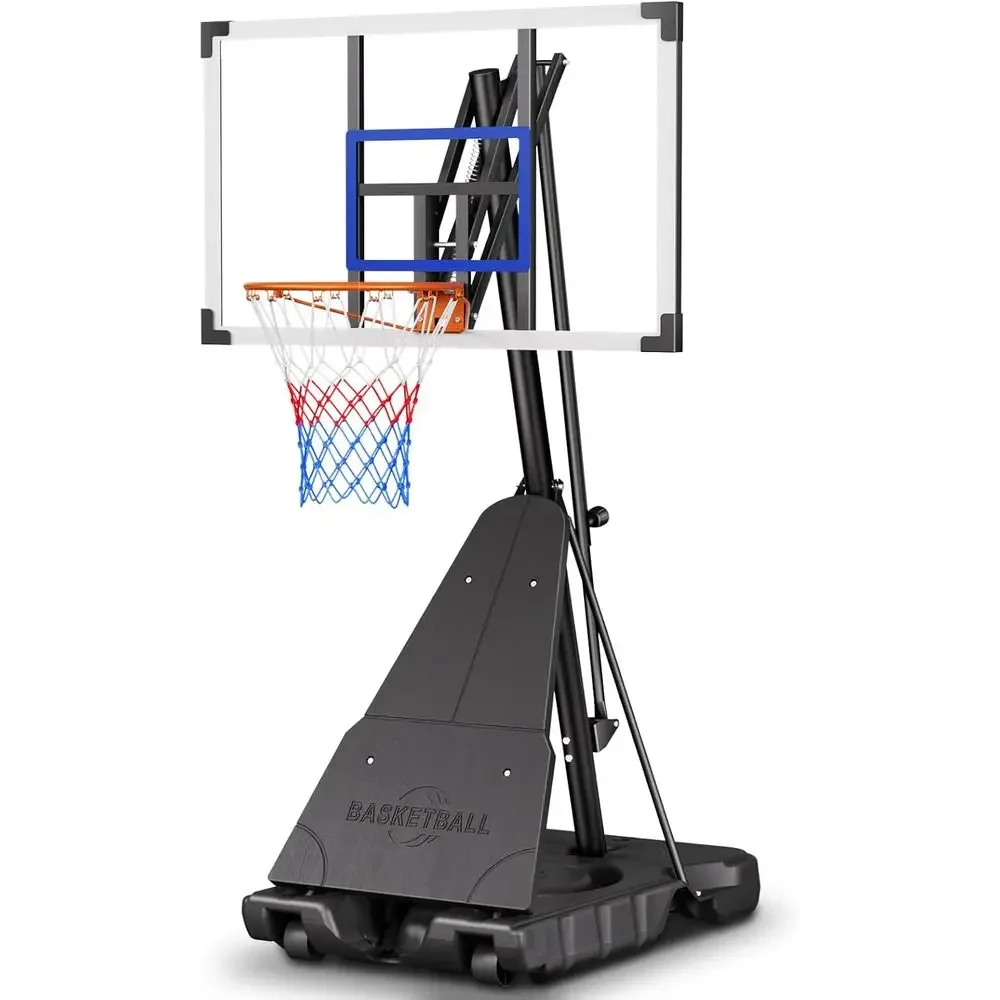 Portable 44 Shatterproof Outdoor Basketball Hoop with Adjustable Goal and Wheels for Driveway and Court