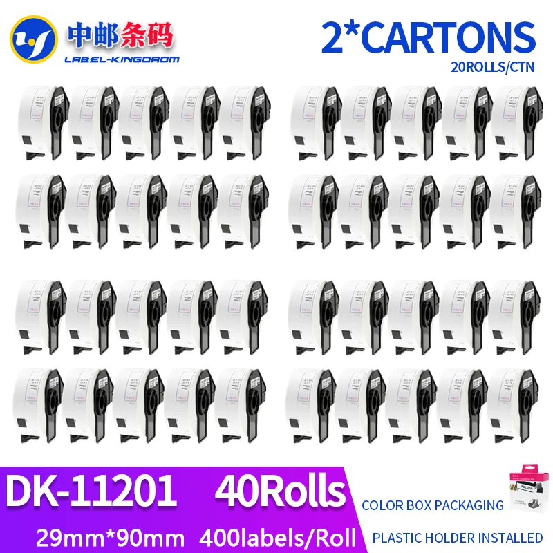 

40 Rolls Compatible DK-11201 Label 29mm*90mm 400Pcs for Brother Thermal Printer QL-700/800 All Come With Plastic Holder DK-1201