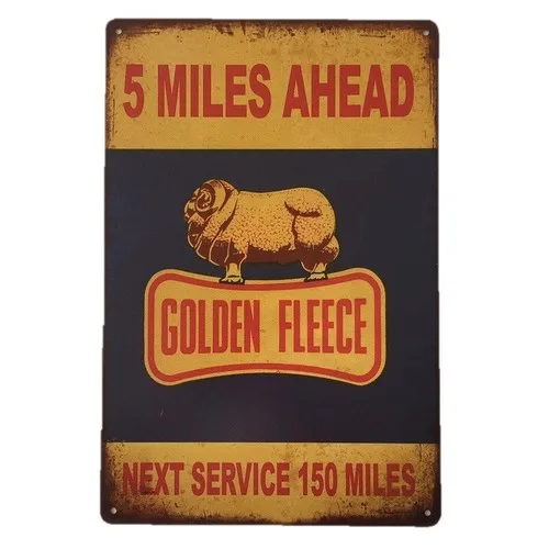 Golden Fleece 5 Miles Ahead Motor Oil Tin Sign  - Man Cave - New --Tin Sign