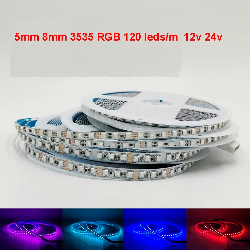 Narrow Slim 12v 24v 5mm 8mm 3535 RGB LED Strip 120 leds/m Changeable Effect Flexible Decoration Tape Letter Shop Room Holiday