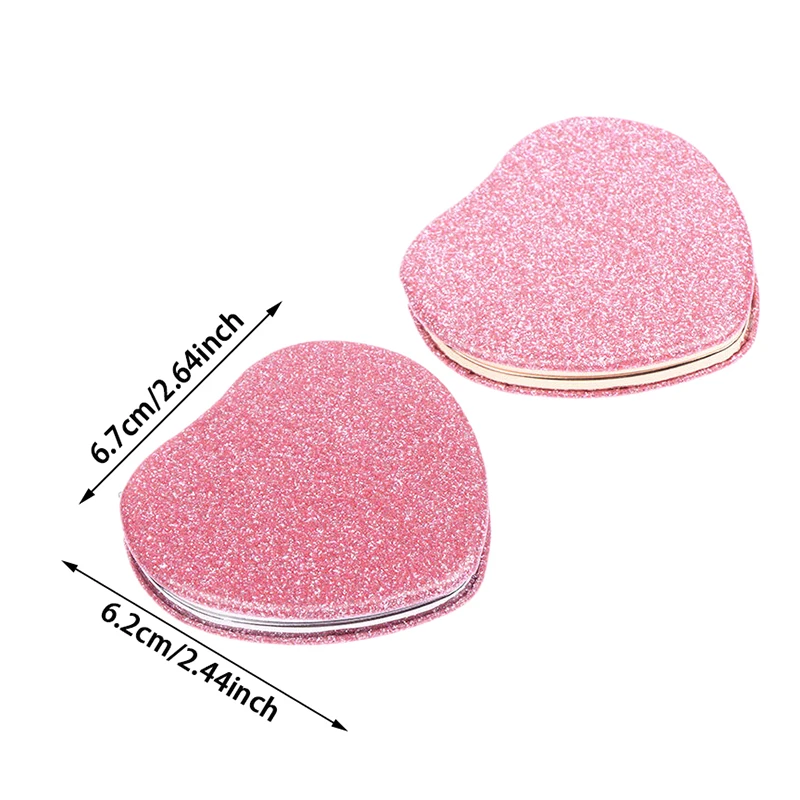 Portable Makeup Mirror Gold Silver Metal Heart Shape Double-Side Pop-Up Pocket Mirror Beauty Cosmetic Mirror