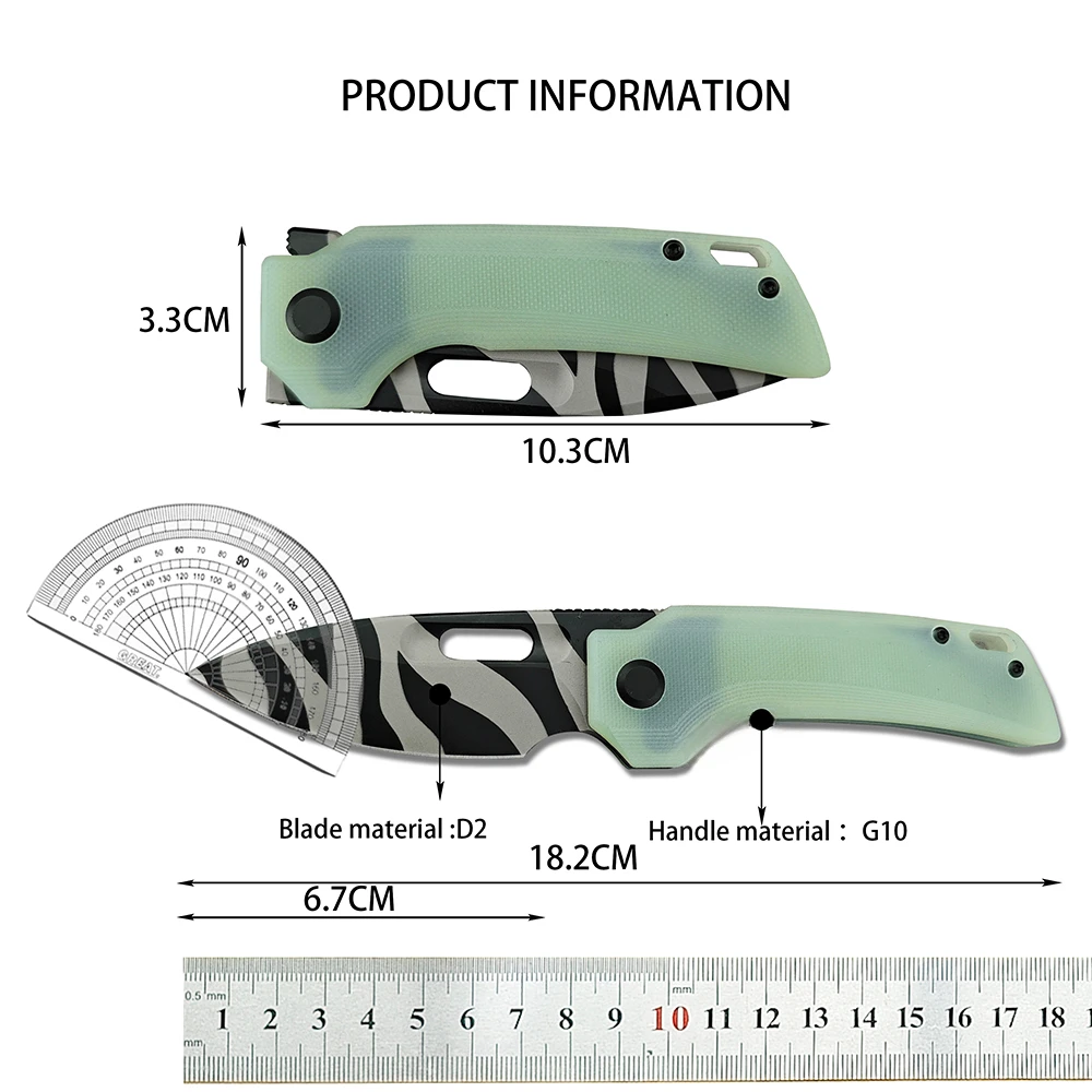 Mini Pocket Knife D2 Steel Blade G10 / Carbon Fiber Handles Folding Knife Self Defense EDC Tools Camping Knife