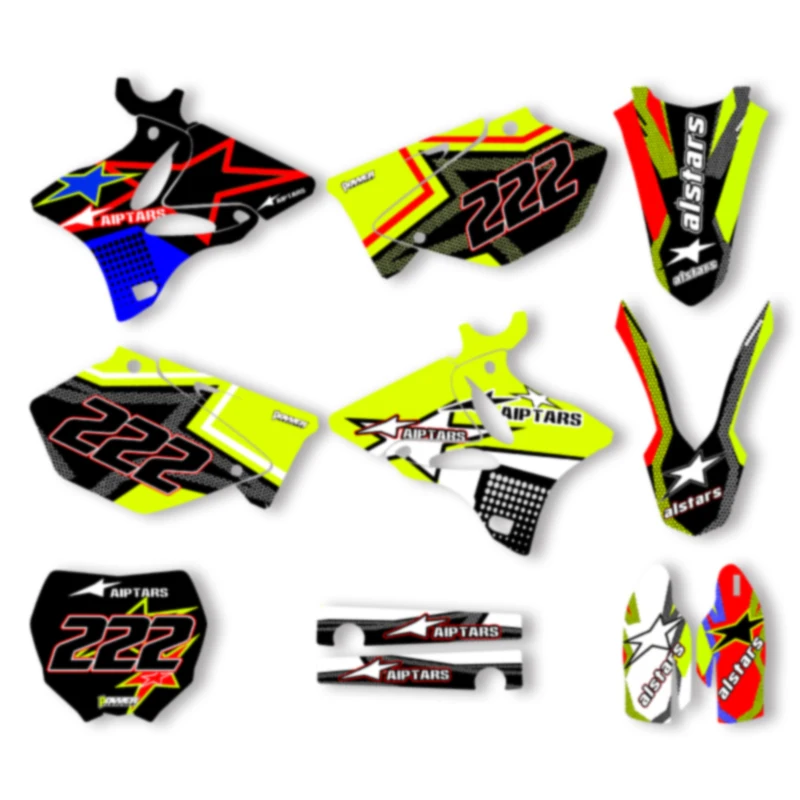 

DSMTECH Custom Motorcycle Graphics Background Decal for YAMAHA YZ125 250 2002 2003 2004 2005 2006 2007-14 Stickers Kits 001