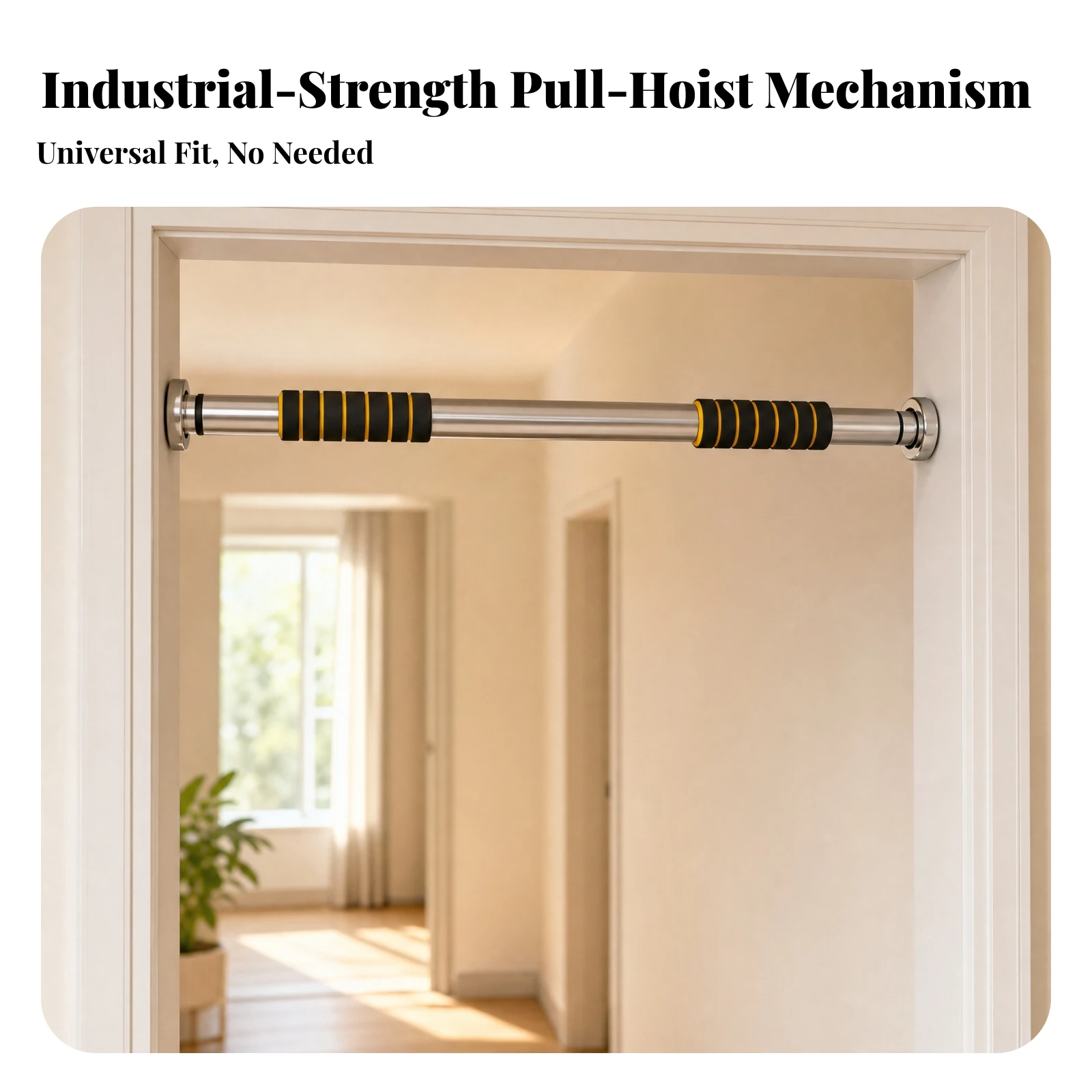 Adjustable Doorway Pull-up Bar Electroplated Finish Doorway Pull up Bar Padded Non-Slip for Apartment, Bedroom