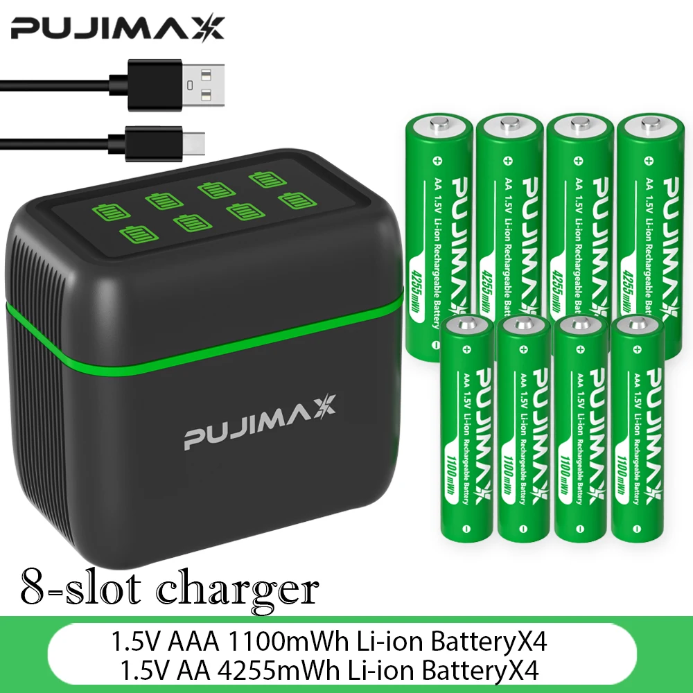 Akumulator PUJIMAX 1.5V AA 4255mWh + AAA 1100mWh, baterie litowo-jonowe do pilotów, myszy, zabawek elektrycznych, zegarów, radiotelefonów — zdjęcie produktu 2
