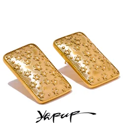Yhpup Big Promotion Trendy Stainless Steel Square Star Stud Earrings Prevent Allergy Metal 18K PVD Plated  Jewelry Wholesale