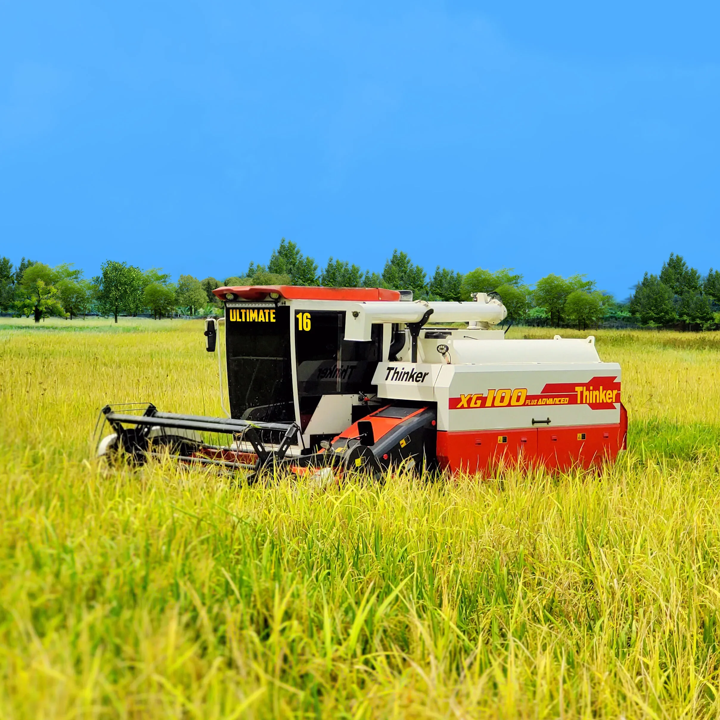 China Factory Farm Machinery 75kw Engine Corn Harvester Combine Rice Wheat Harvester