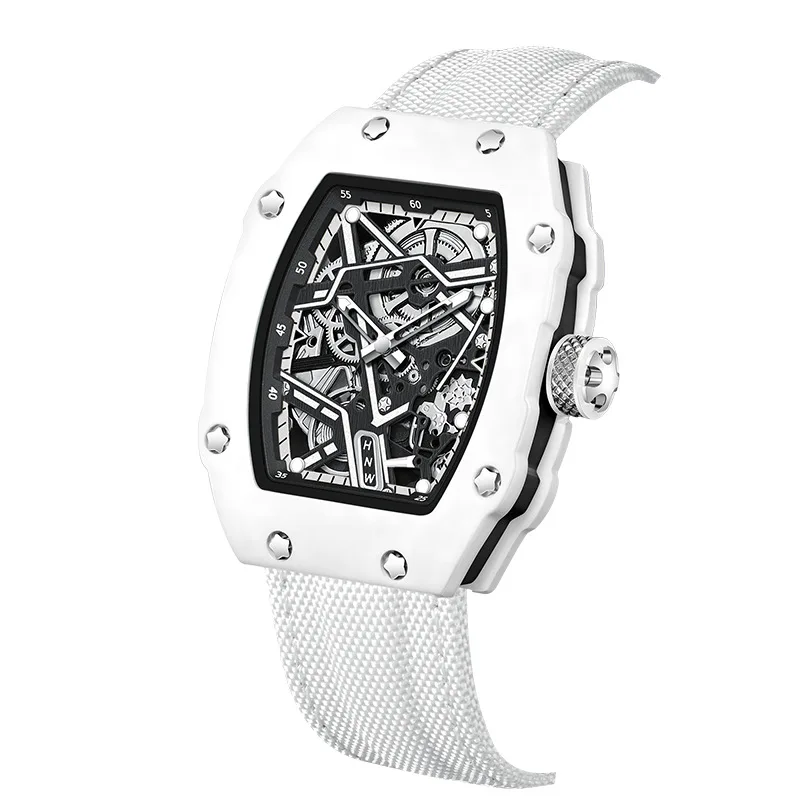 Image of Ultradünne, tonnenförmige Quarzuhr für Herren, heiß begehrt, kreativ, dekorativ, cool, unverwechselbar, Herrenuhr mit Nylonarmband, Uhr, Reloj