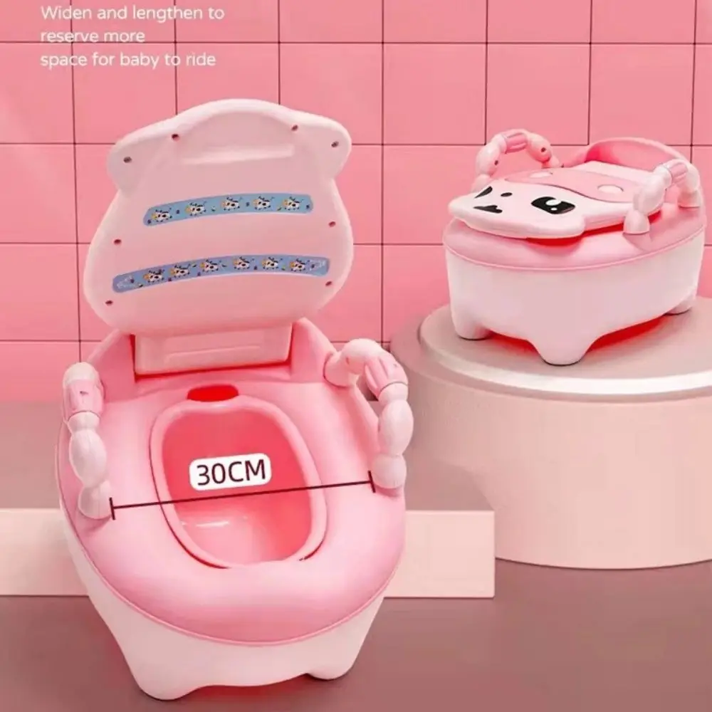 Potty Bayi Multifungsi Lucu dengan Sandaran Anti Selip Potty Khusus Anak Kartun Sapi Perah Urinal Bayi untuk Usia 1-6 Tahun