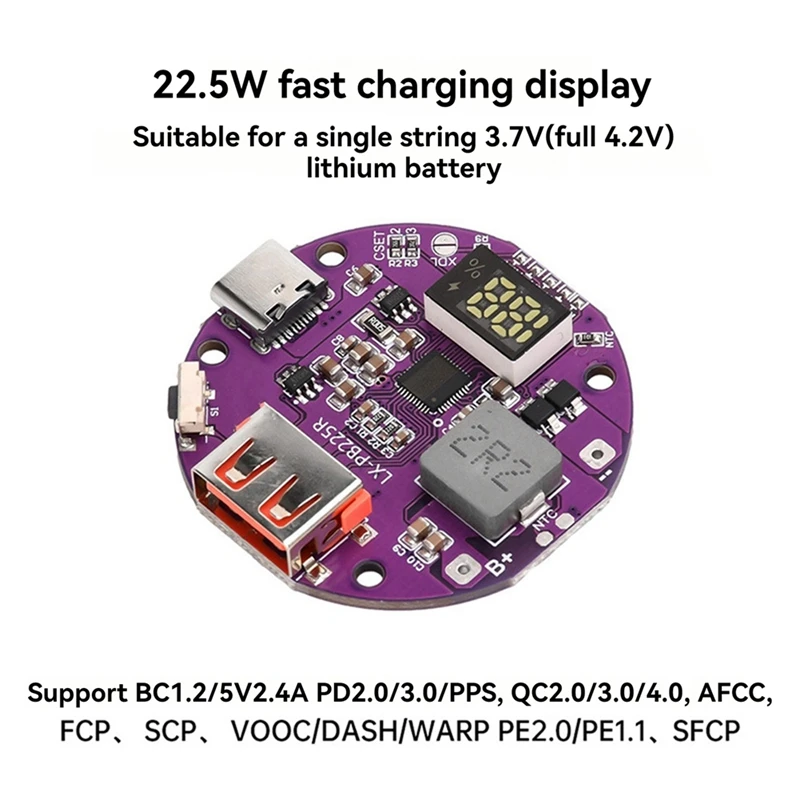 22.5W Fast Charging Module Power Bank Charger Board 5A Mini Circuit Board DIY Motherboard Kit