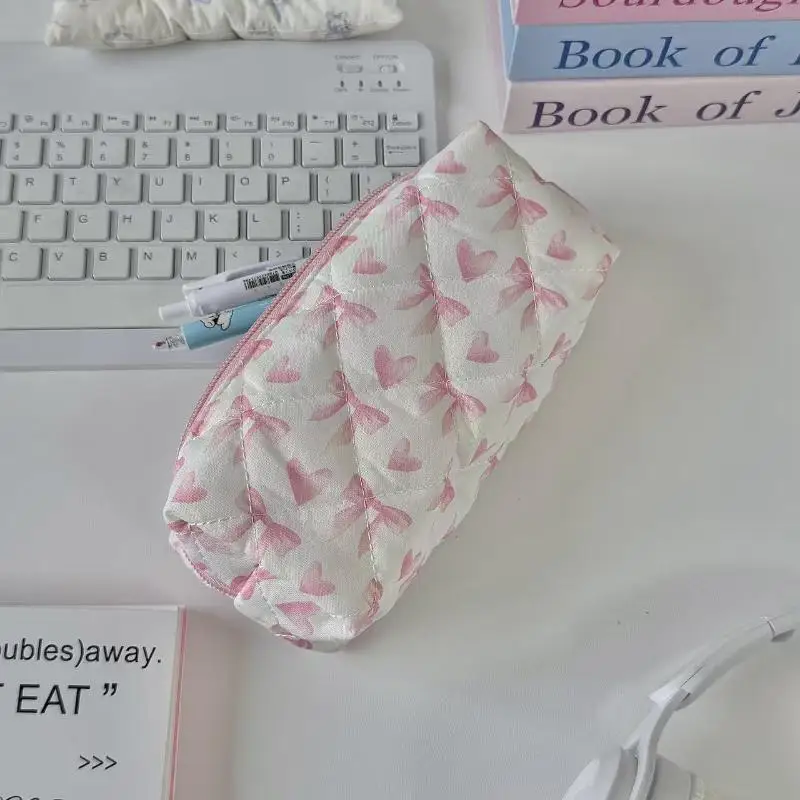 Cute Butterfly Knot Cherry Blossoms Pencil Case Large Capacity Stationery Storage Bag Multifunctional Makeup Bag Stationery Box