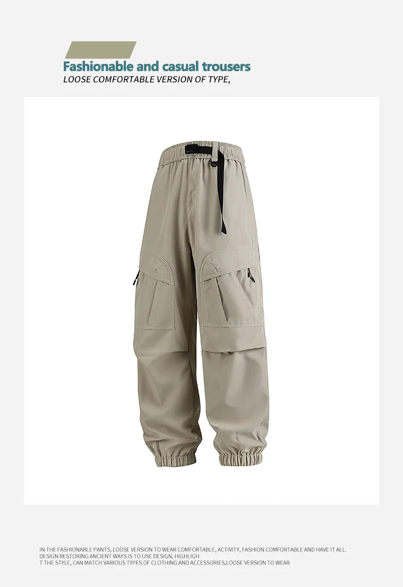 

Mountaineering down pants for men and women autumn trendy brand loose cargo pants versatile straight leg casual pants