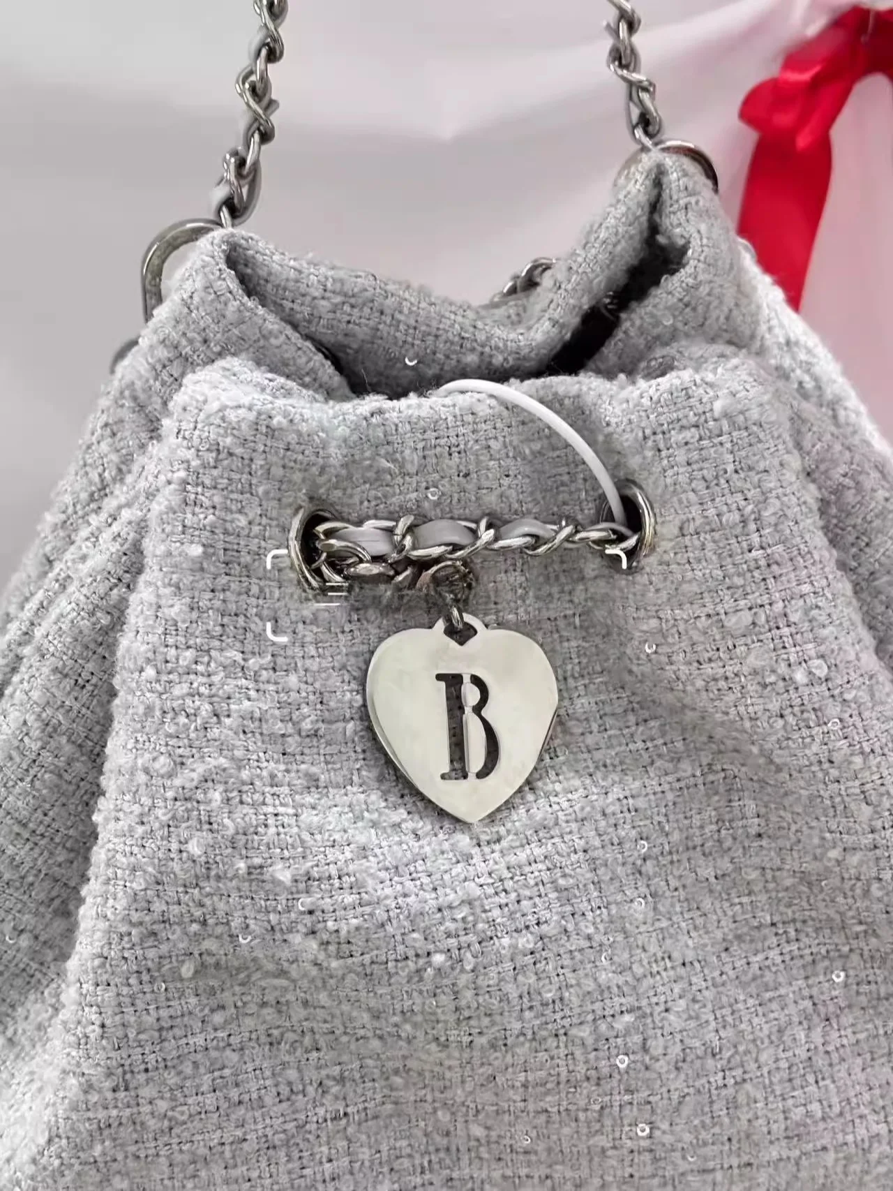 

Adorable Retro Chain Dstring Bag Small Fraance Sle Teen Girl Bag Fabric Leather Material Daily Use Universal ence