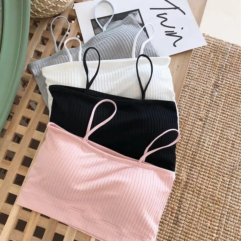 

Women Casual Comfortable Strap Tank Tops Casual Chest Wrap Bandeau Sexy Crop Tops Female Fashion Solid Color Tube Top