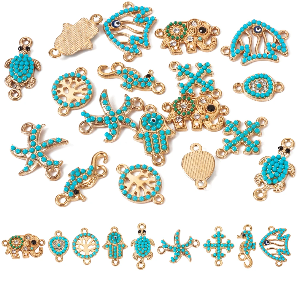 

18Pcs Alloy Connector Charms Colorful Elephant Fish Sea Turtle Charms for DIY Jewelry Making DIY Bracelets Accessories