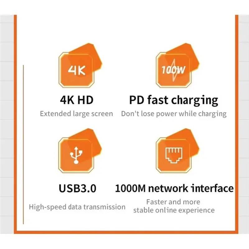 Eco-Friendly-USB C Hub 10 In 1 Docking Station Type-C To PD Support -Compatible USB3.0X3 For SD TF Ethernet RJ45 1000M VGA