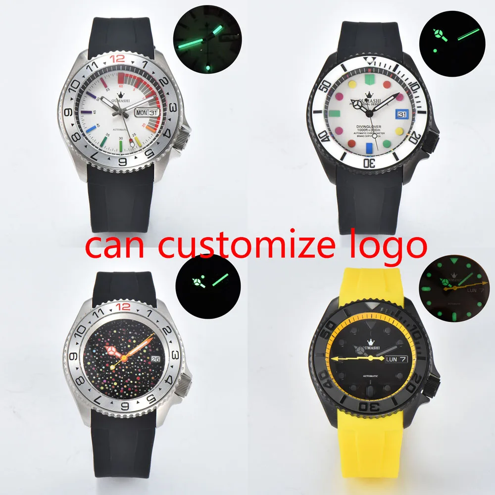 

40,5 мм skx 007 автоматические наручные часы для мужчин с резиновым ремешком японский автоматический механизм NH35/NH36/NH70 можно настроить логотип