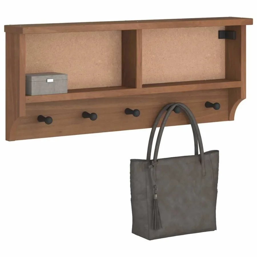 

Wallmounted Coat Rack Walnut Solid Pine Wood 34.3x4.7x13.8 in