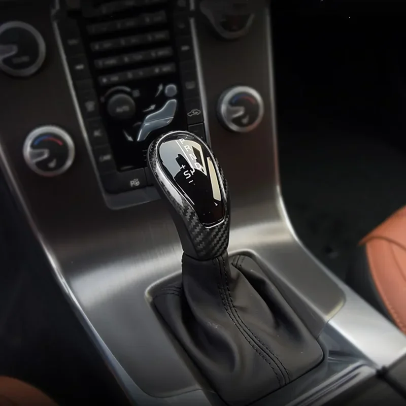 

For Volvo S60 V40 V60 S80 XC60 Real Dry Carbon Fiber Interior Gear Lever Shifter Shift Knob Frame Cover Trim modification 12-19