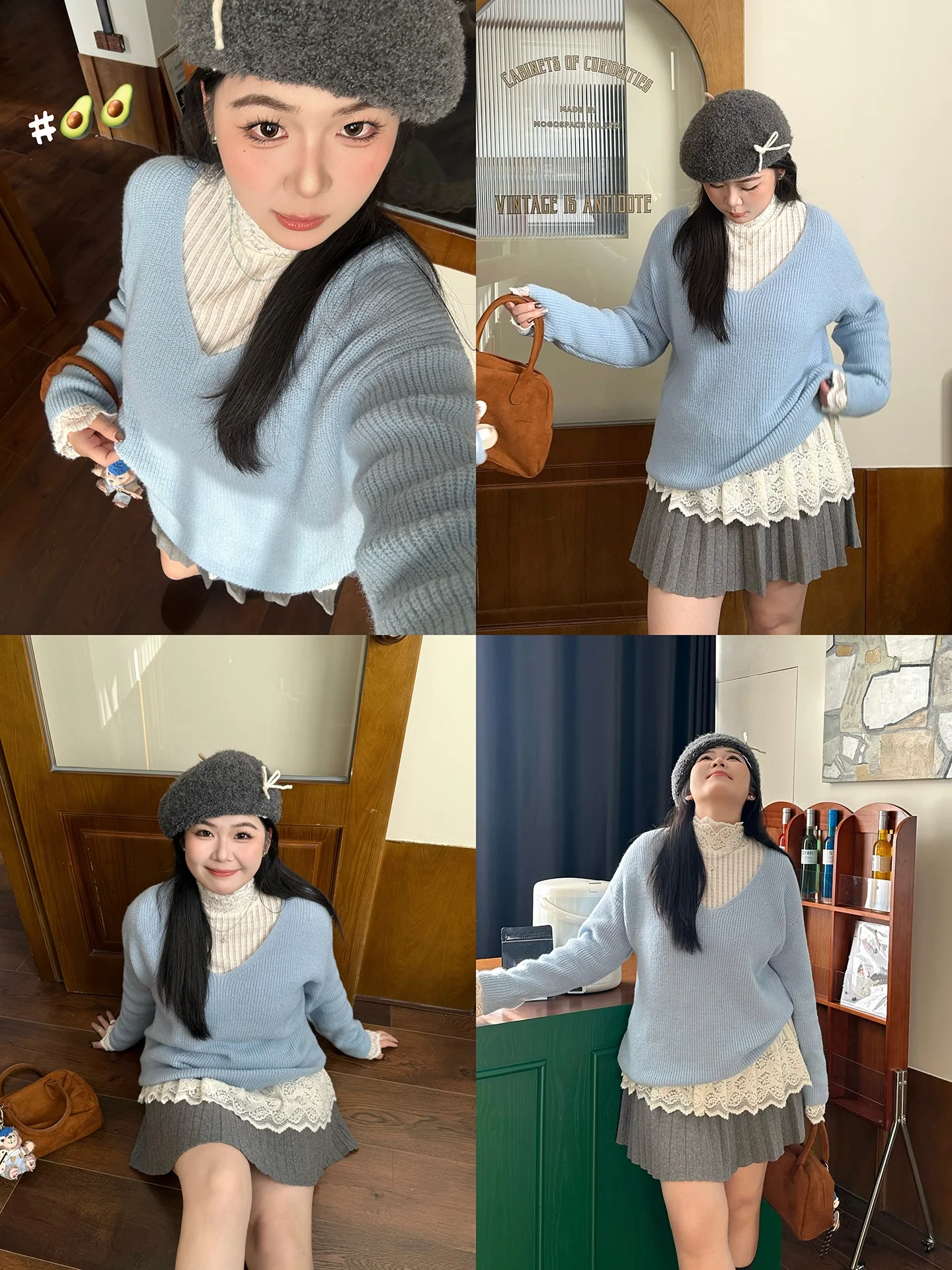 

Уютный вязаный свитер свободного кроя с V-образным вырезом и длинными рукавами для женщин больших размеров в корейском стиле, повседневный, комфортный, в расслабленном стиле, цветной