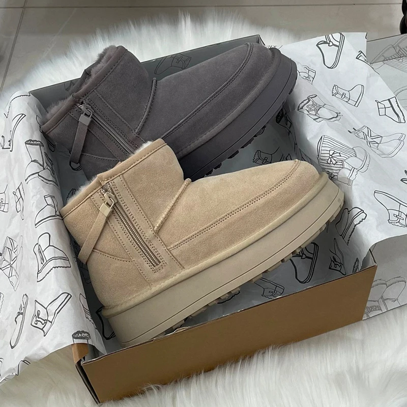

Snow Boots Short Plush Suede Warm Women Boots Winter Flats Platform Cozy Short Boots Woman Sneakers 2025 New Trend Walking Botas