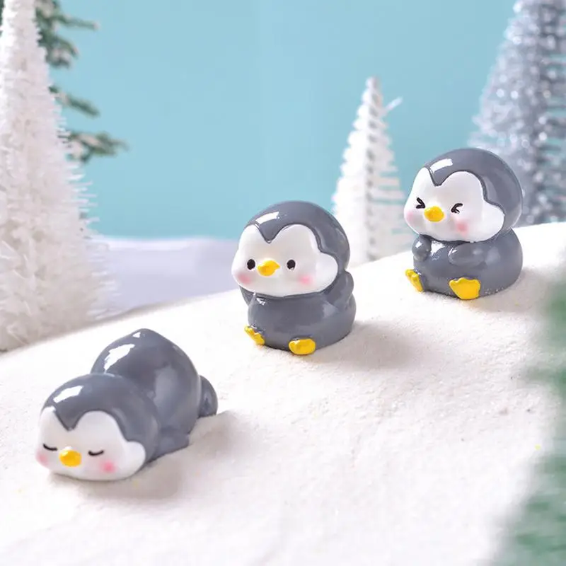 Penguin Figurines Collection Playset Cute Penguin Miniature Figurines Bright Colors DIY Fun Animal Model Toys For Family Friends