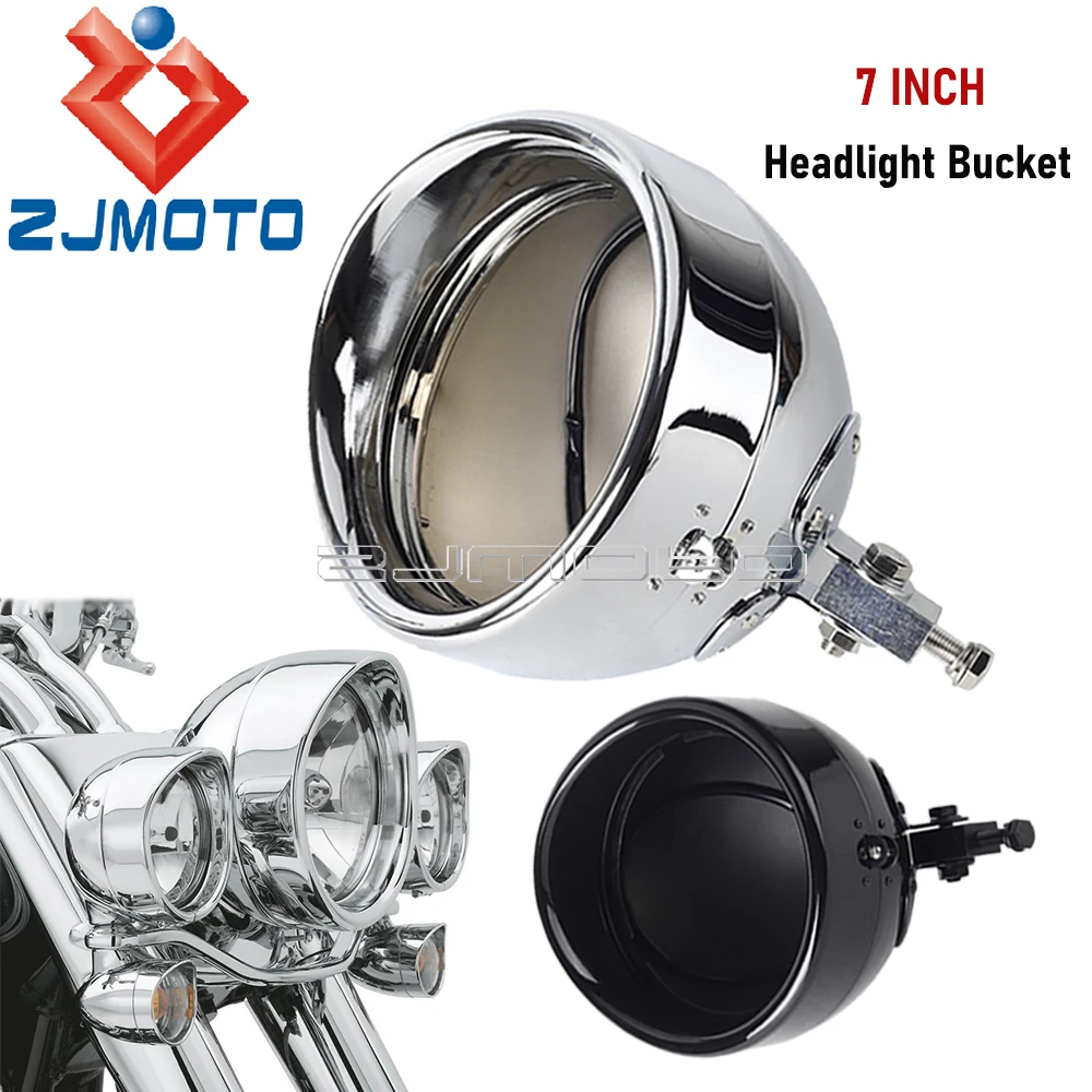 

Universal 7" Round LED Headlight Mounting Bucket Motorcycle Visor Headlamp Housing Trim Ring Shell For Harley Heritage Fat Boy