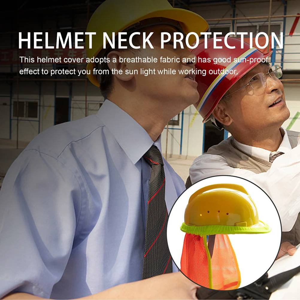 

Neck Protection Hard Hat Sun Shade Construction Hat Cover Orange Mesh Vents Reflective Edging High Visibility