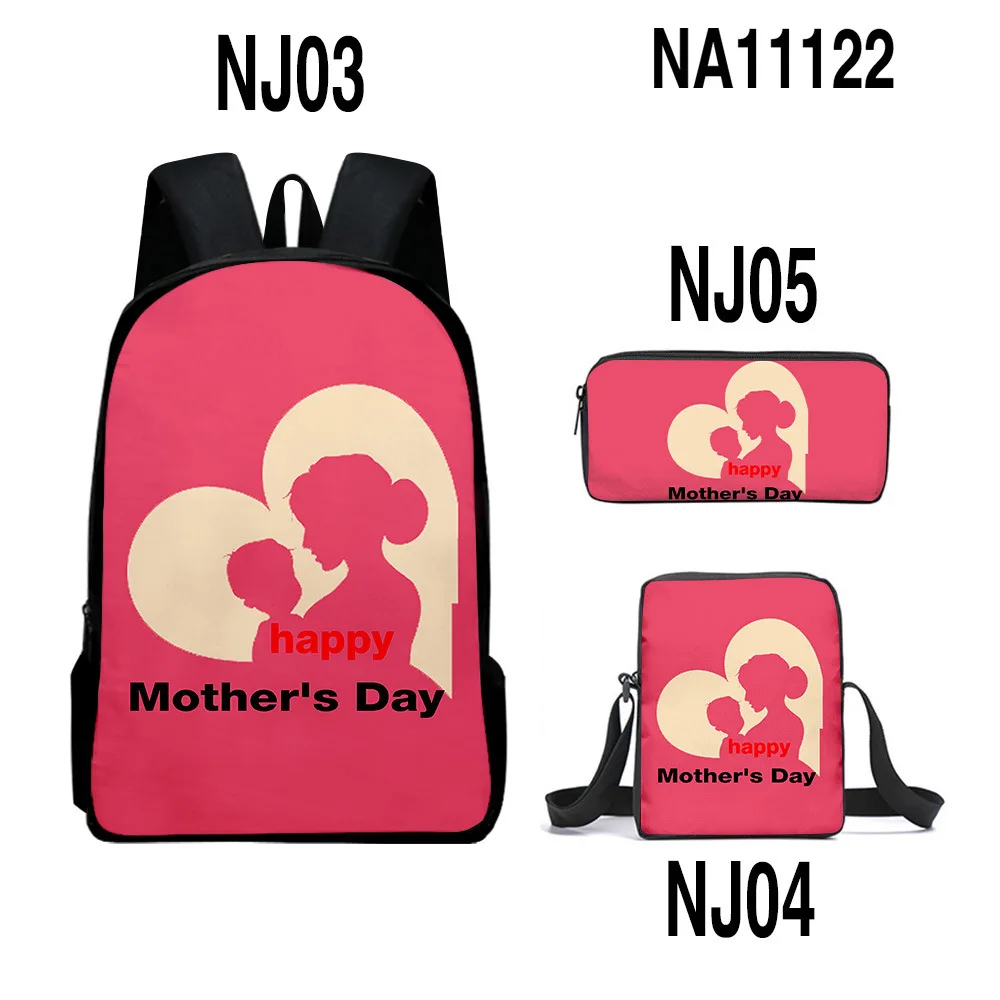 

Harajuku Youthful Loving mother's Day 3D Print 3pcs/Set Student Travel bags Laptop Daypack Backpack Shoulder Bag Pencil Case