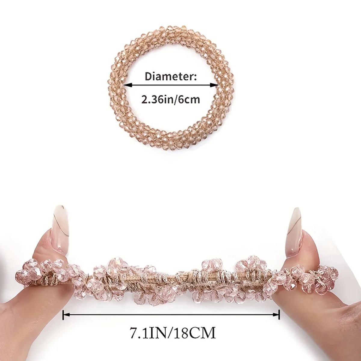 Korean Crystal Color Leather Band Fashion Scrunchie Ponytail Exquisite Beaded Bracelet Dual-use Headwear Tie Hair Accessories