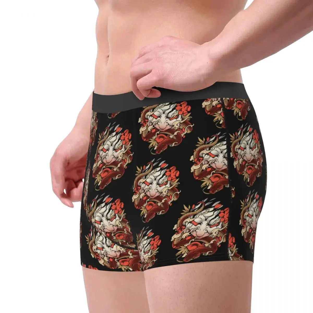 Oni Irezumi ( Red Version ) - Japanese Tattoo Style Underpants Breathbale Panties Male Underwear Print Shorts Boxer Briefs