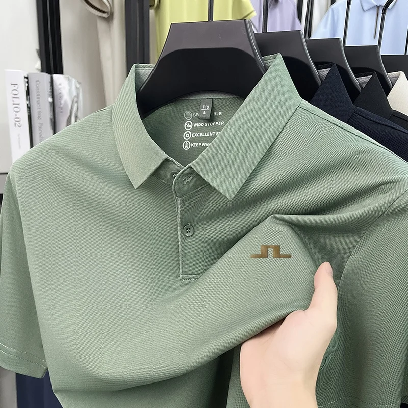 Men Short Sleeve Polo Shirt Polyester Spandex Pique Geometric Logo Print Breathable Stretch Casual Business Summer Golf Tops Men