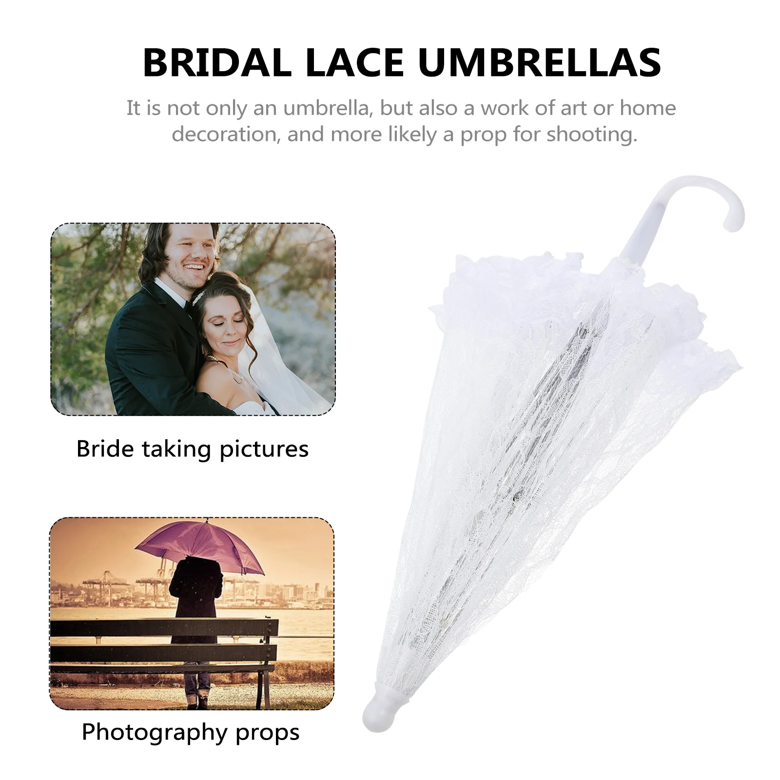 Retro Goth Decor For Rain Parasol Bridal Lace Parasol Lace Bridal Goth Decor For Rain White Wedding