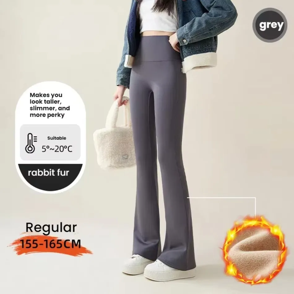 Winter-Leggings mit hoher Taille und ausgestelltem Bein für Damen, mit Fleece-Futter, Bauchkontrolle, Po-Lifting-Effekt, Yoga-Hose, dehnbare Freizeithose, Damenbekleidung – Detail 11