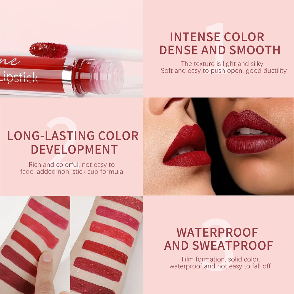 Vloeibare matte lipgloss Hoge verzadiging Kleurweergave Langdurig en waterdicht Niet gemakkelijk los te maken Vloeibare lippenstift