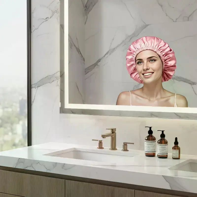 3 In 1 Waterproof Shower Cap: Adjustable Polyester Absorbent Dry Hair Bath Cap Elastic Band Sleeping