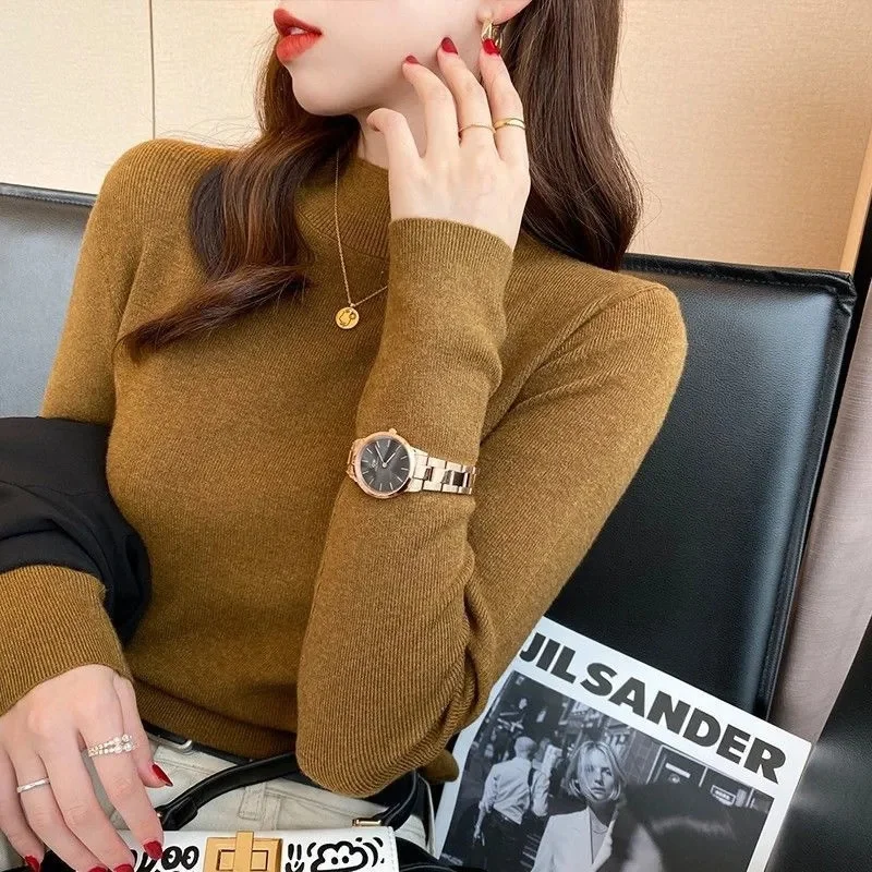 

Новинка 2025, осенне-зимний вязаный свитер с длинными рукавами, женские пуловеры, черно-белый вязаный свитер, женские топы, свитера Sueters De Mujer