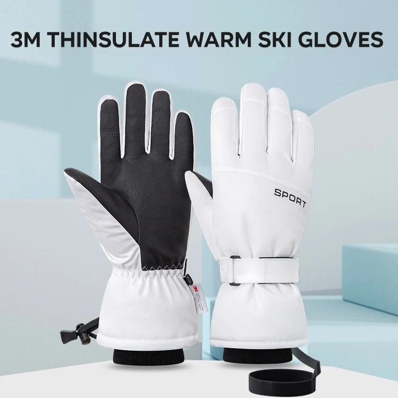 Touch screen skiing gloves for men and women3M winter warmth thick velvet waterproof windproof outdoor hiking cycling otorcycle